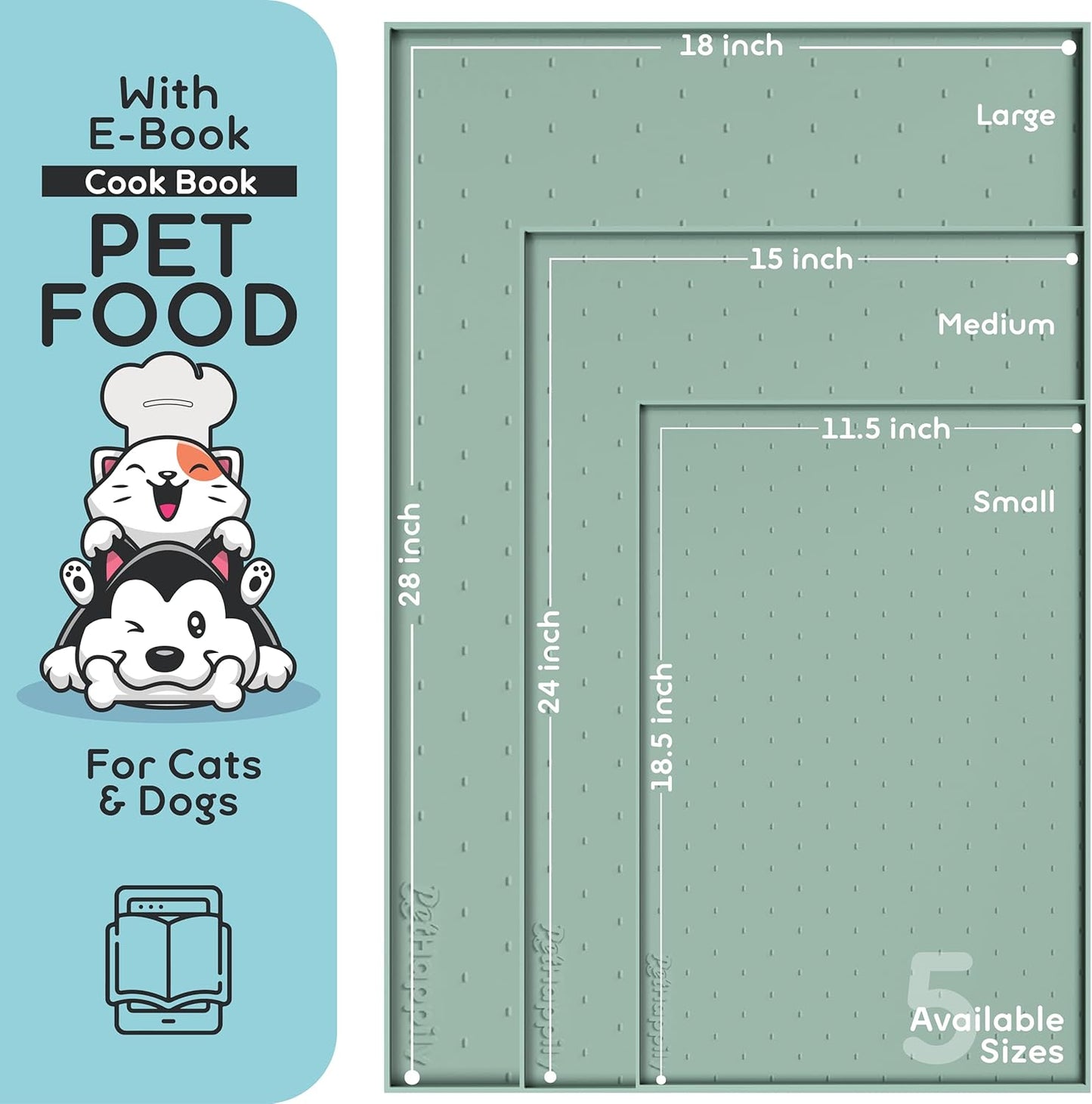 Dog Food Mat - 28x18 Raised Edges Dogs Mat for Food and Water Prevent Spill, Waterproof Cat Food Mats Protect Floors, Easy Clean Dog Bowl Mats for Food and Water, Silicone Pet Feeding Placemats