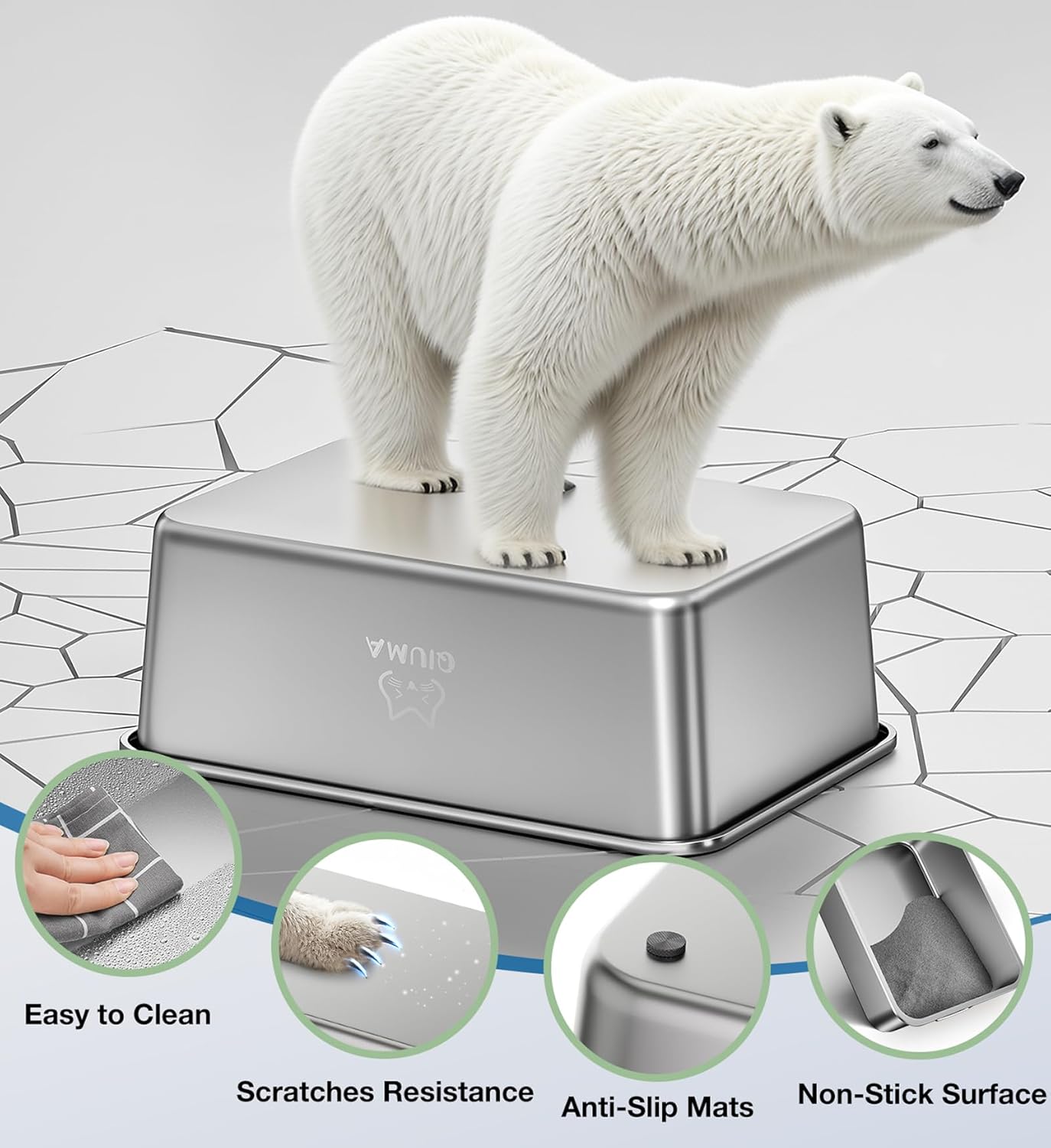 Stainless Steel Litter Box, Large Metal Cat Litter Box with High Sided for Big and Small Cats, Non-Stick, Easy to Clean, Odor-Free, 23.4" L×15.6" W×7.8" H, Leaf Green