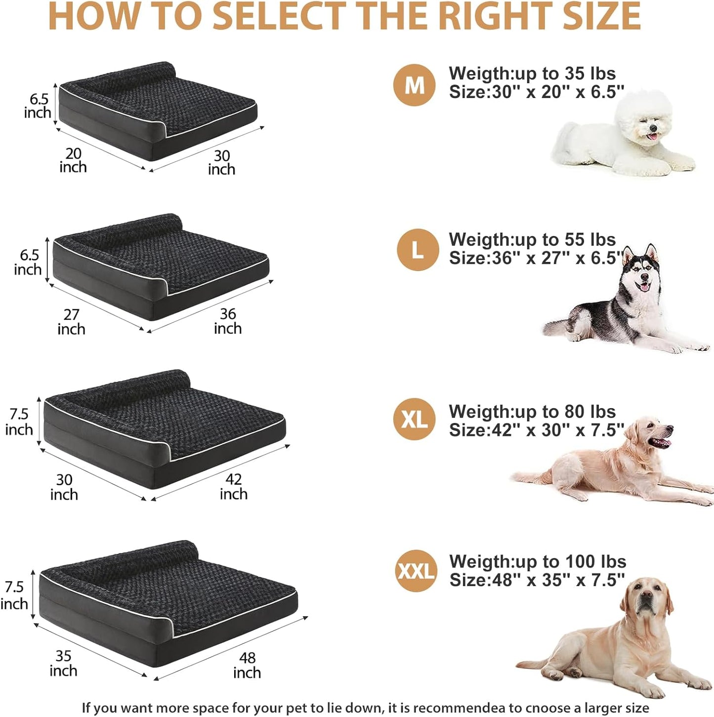 BFPETHOME Orthopedic Dog Beds for Large Dogs-Waterproof Sofa Dog Bed with Removable Washable Cover, Big Pet Bed with Waterproof Lining and Nonskid Bottom,Pet Bed for Large Dogs