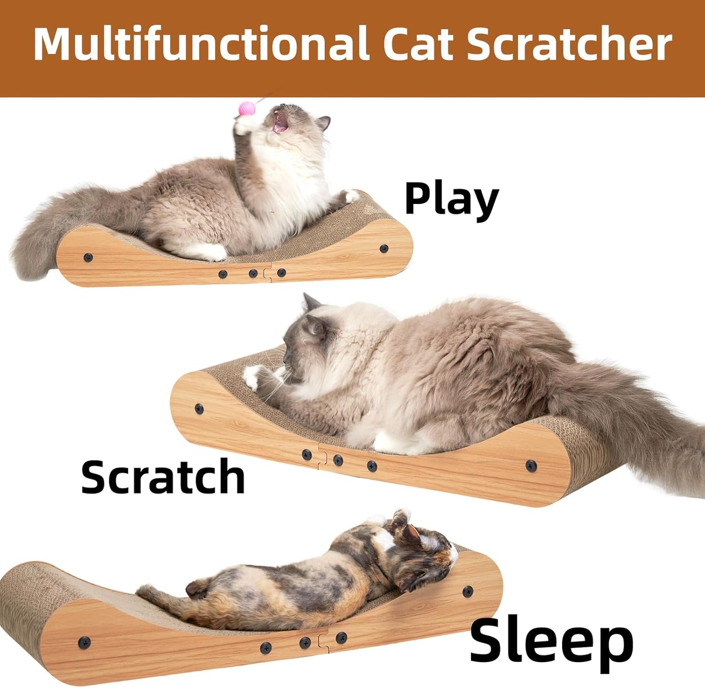 Nekosan Cat Scratcher Cardboard Bed, 27.5" Extra Large Cat Scratch Sofa Bed, Cat Scratcher Lounge Bed for Indoor Cats, 27.5 x 10 Inches Cat Couch Bed - Scratching Board