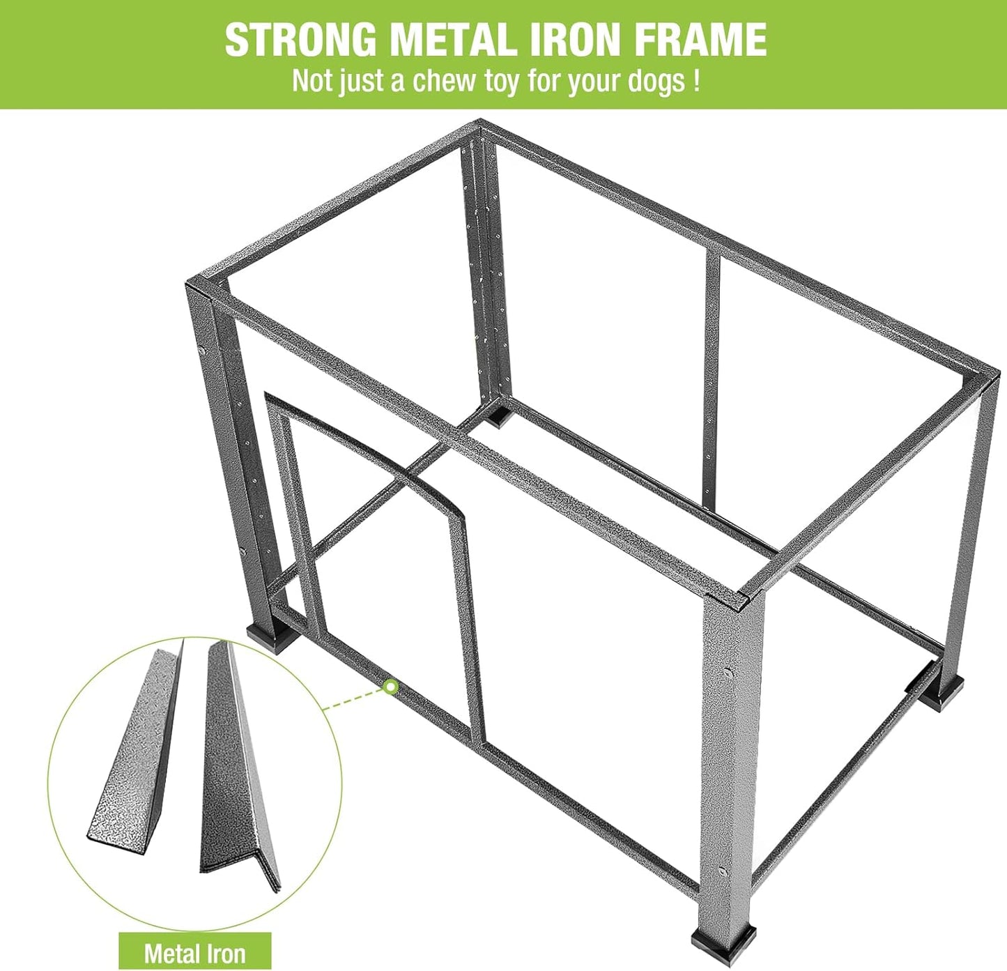 GUTINNEEN Chew Proof Dog House with Metal Iron Frame Outdoor Dog Kennel for Small Medium Large Indoor Dog Cage (43.3" L,Grey Color)