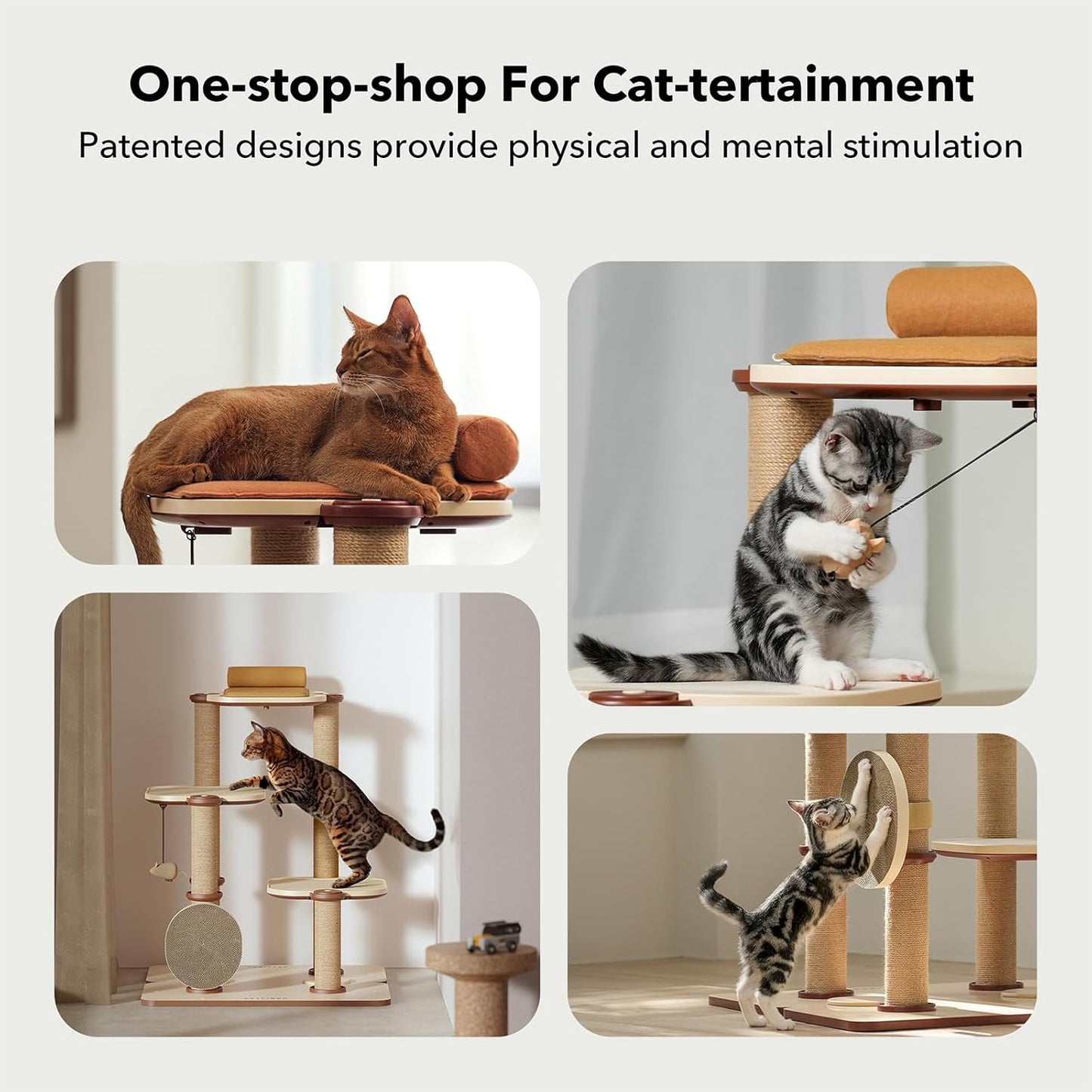 PETLIBRO Infinity Cat Tree Tower for Indoor Cats, Modular Design with Cat Bed, Toy, Felt Pads, Sisal Scratching Posts, 2-Second Setup, Sturdy Multi-Level Activity Center Cat Condo for Any Room