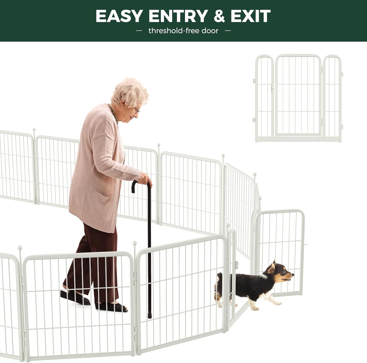 FXW Rollick Unleashed Dog Playpen for Indoor, Yard, RV Camping, 24 inch 8 Panels for Small and Puppy Dogs, White│Patented