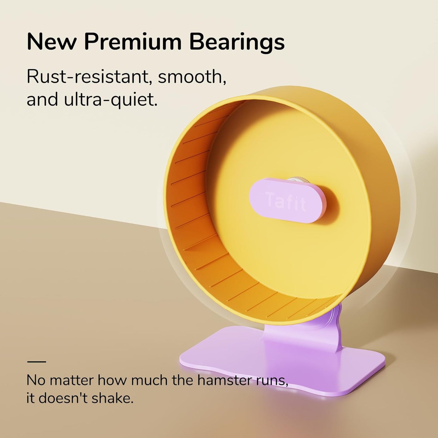 Silent Hamster Wheel 8.7 Inch Dual-Bearings Small Animals Quiet Running Exercise Wheels, Height Adjustable for Dwarf Hamsters, Gerbils, Mice, Hedgehog, Lemmings, or Other Small Pets,Nut Brown