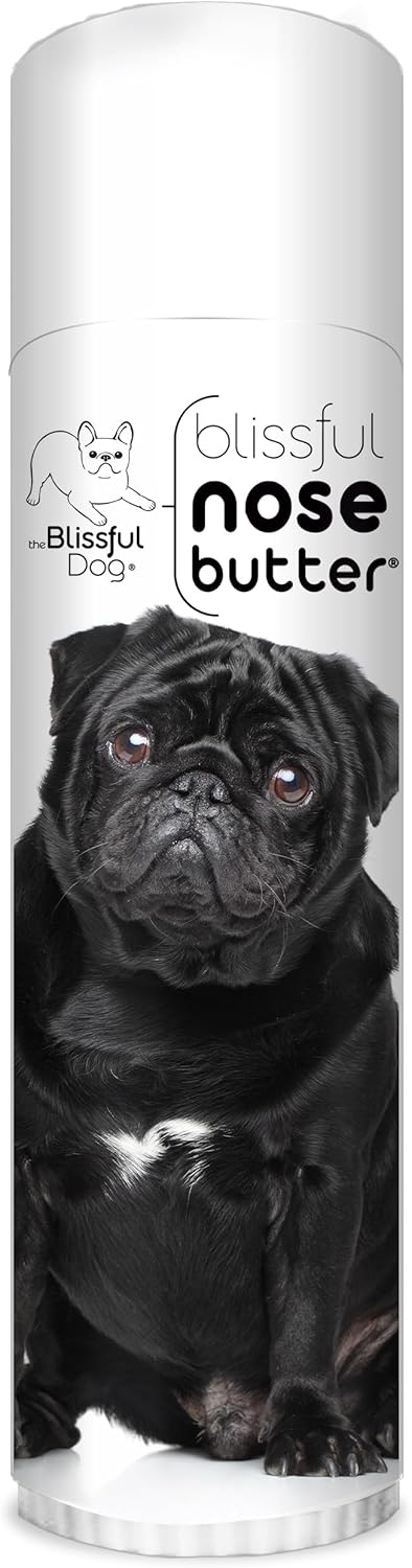 The Blissful Dog Black Pug Nose Butter for Dry, Cracked Skin, Lick-Safe Dog Nose Balm with Moisturizing Shea Butter, Almond, Olive, and Essential Oils, Pet Supplies, Uncented, 0.50 oz.