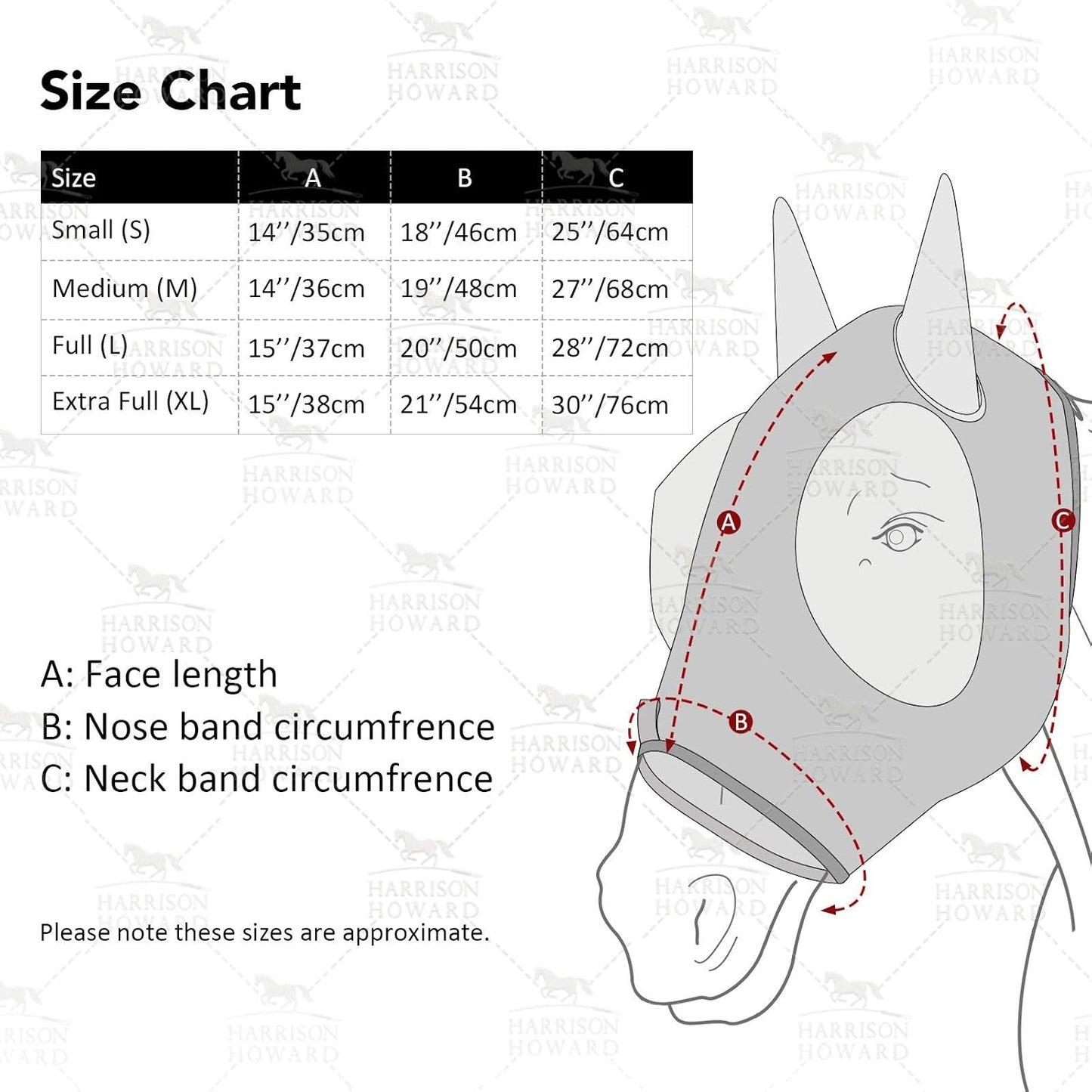 Harrison Howard Super Comfort Stretchy Fly Mask Large Eye Space with UV Protection Soft on Skin with Breathability Flag Grid M