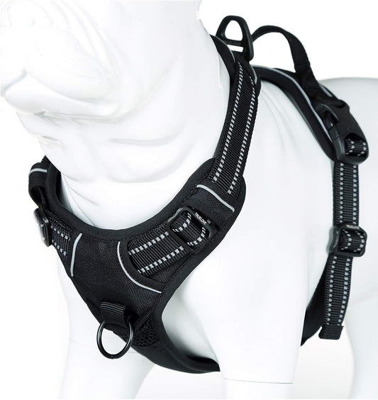 Truelove No Pull Dog Harness with Easy Control Handle and 2 Leash Attachments,Reflective Adjustable Pet Vest
