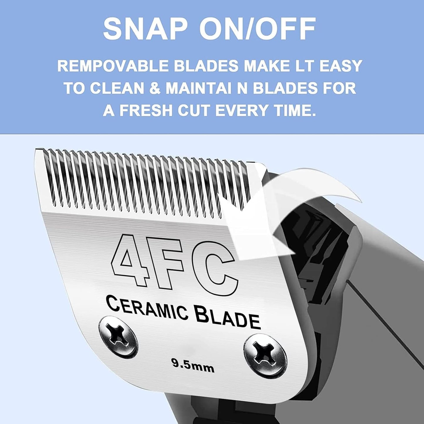 5PCS 10 Blades Dog Grooming Replacement Blades Compatible with Andis Pet Clipper/Oster A5/Wahl KM Series Dog Clipper,Ceramic Blade & Stainless Steel Blade, Size ：#10+30+40+5FC+4FC