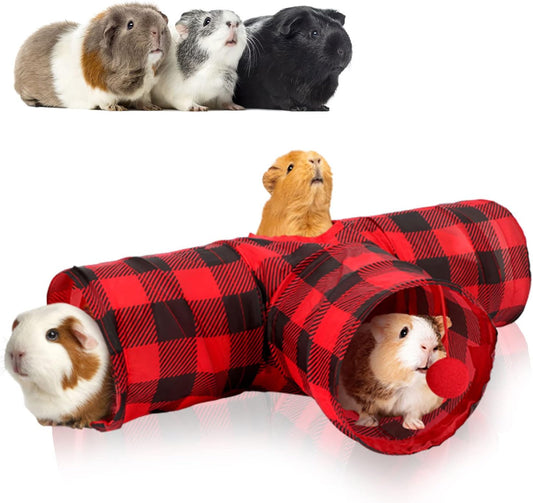 Rypet Guinea Pig Tunnels & Tubes Collapsible 3 Way Small Animals Hideaway Activity Tunnel Toys for Guinea Pig Chinchilla Ferret Hamster