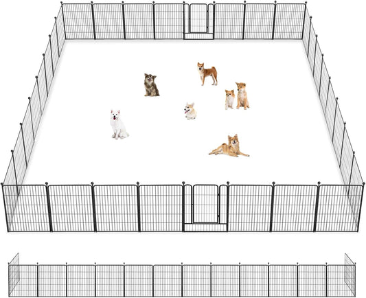 Dog Playpen 32 inch 32 Panels Indoor Outdoor Dog Pen for Medium/Small Dogs Heavy Duty Metal Dog Fence Outdoor for Yard, Puppy Playpen with Door Portable Pet Fence for RV Camping Yard