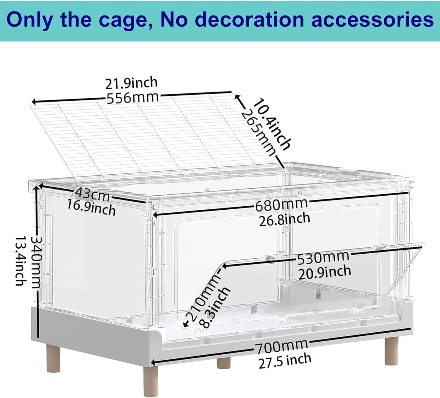 Hamster Cage & Guinea Pig Cages, Acrylic Cage for Small Animal Pets, Large Transparent Gerbil Cage and Habitats, Hedgehog, Dwarf Hamster, Rat, Mouse, Ferret, Bunny, Quail, Extendable, Stackable