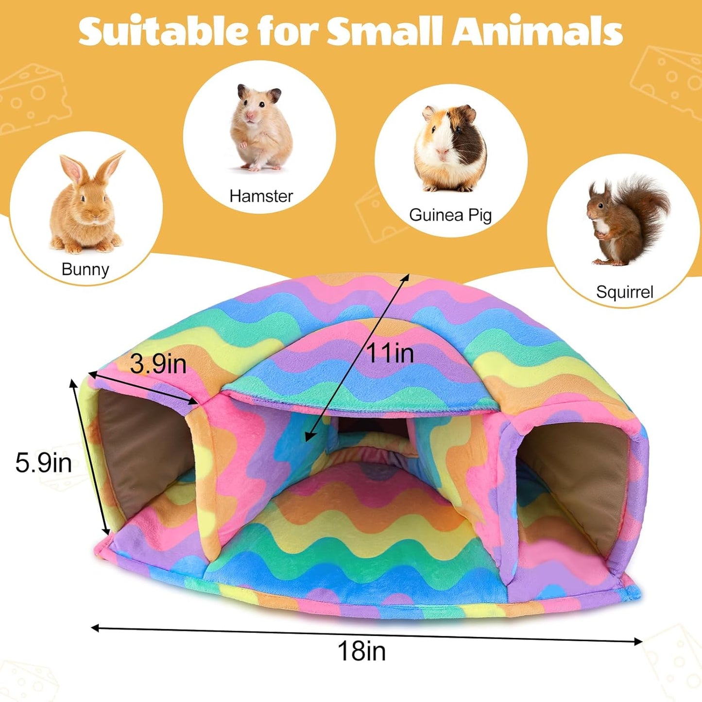 Unicorn Catcher Guinea Pig Hideout - Large Cozy Bed, Warm House, Washable Tunnel Accessories for Small Pets: Hamster, Chinchilla, Bunny