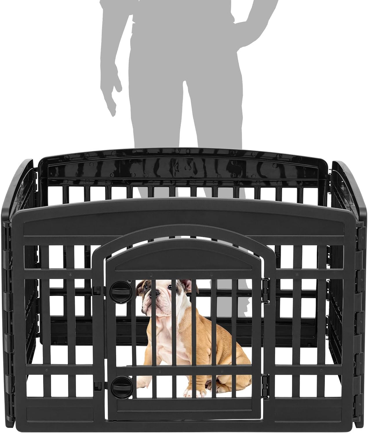 IRIS USA 24" 4-Panel Dog Playpen with Door, 35 x 35 x 24, Puppy Playpen, Dog Play Pen Indoors, Pet Fence, Puppies/Small Dogs, Black