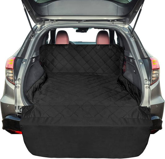 F-color SUV Cargo Liner for Dogs, Water Resistant Pet Cover Dog Seat Mat SUVs Sedans Vans with Bumper Flap Protector, Non-Slip, Large Size Universal Fit, Black