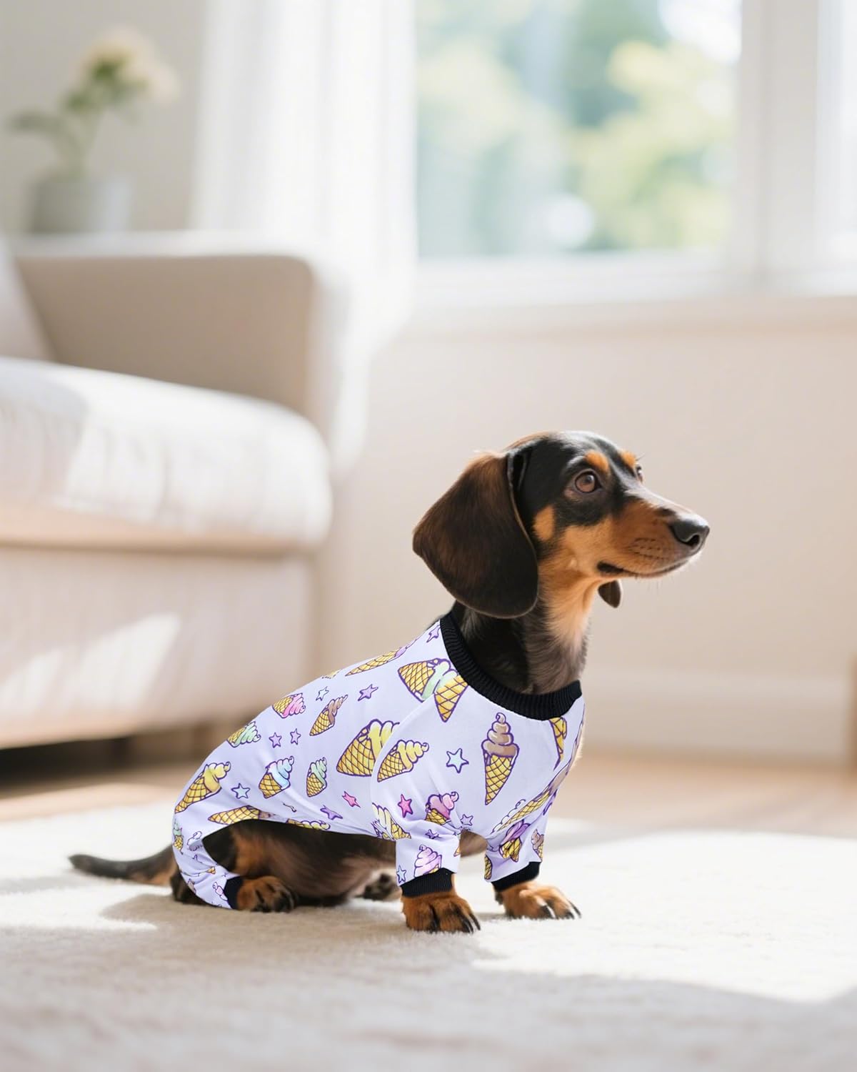 PET SHOW 4 Pack Small Dog Pajamas Watermelon Doggies Soft Stretchy PJs Whale Ice Cream Jumpsuit Puppy Cats Girl Boy Floral Onesies Outfits with Sleeve Pets Breathable Summer Dog Clothes Costume S