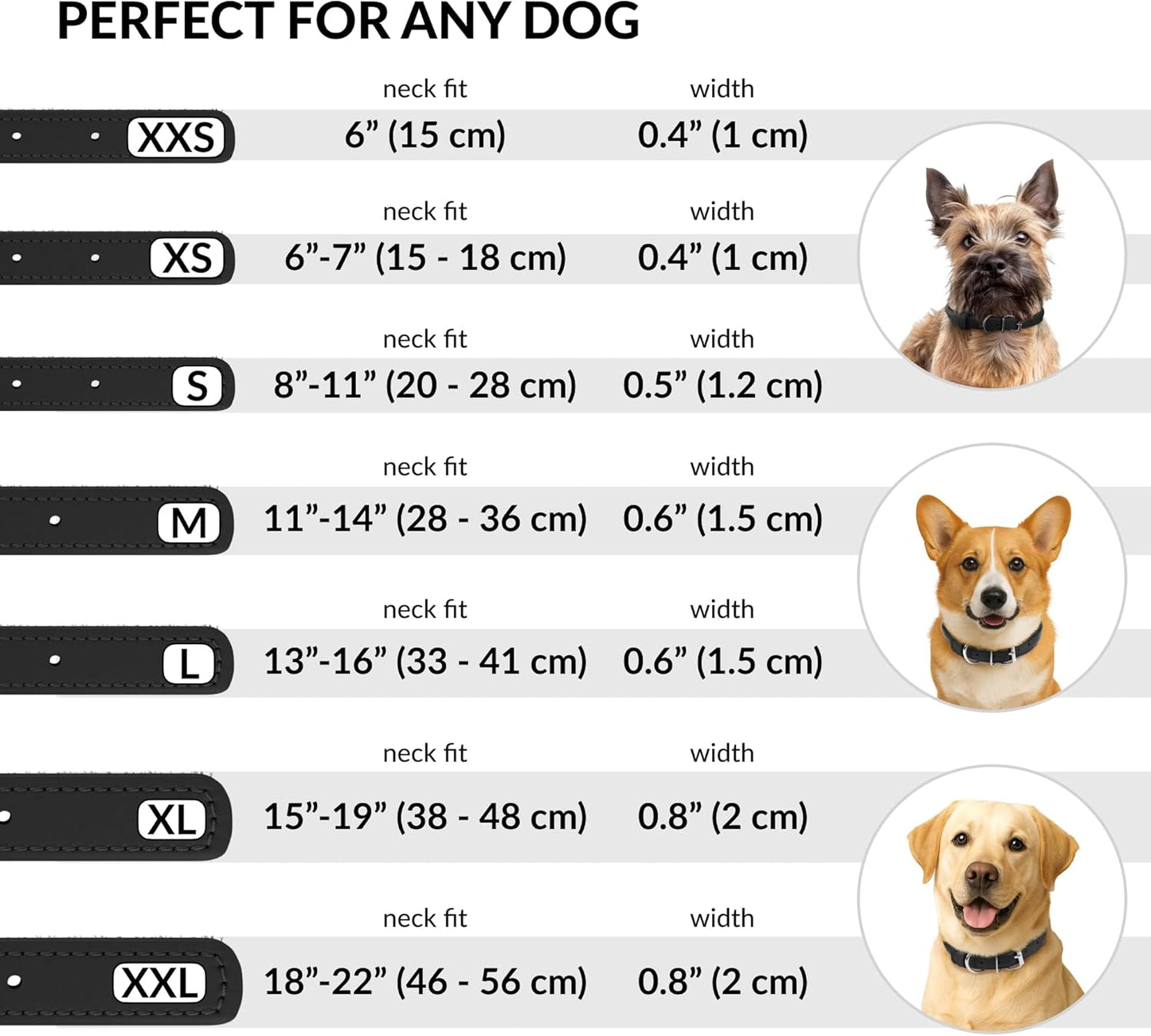 CollarDirect Rolled Leather Dog Collar, Soft Padded Round Puppy Collar, Handmade Genuine Leather Collar Dog Small Large Cat Collars 13 Colors (11-14 Inch, Black Smooth)