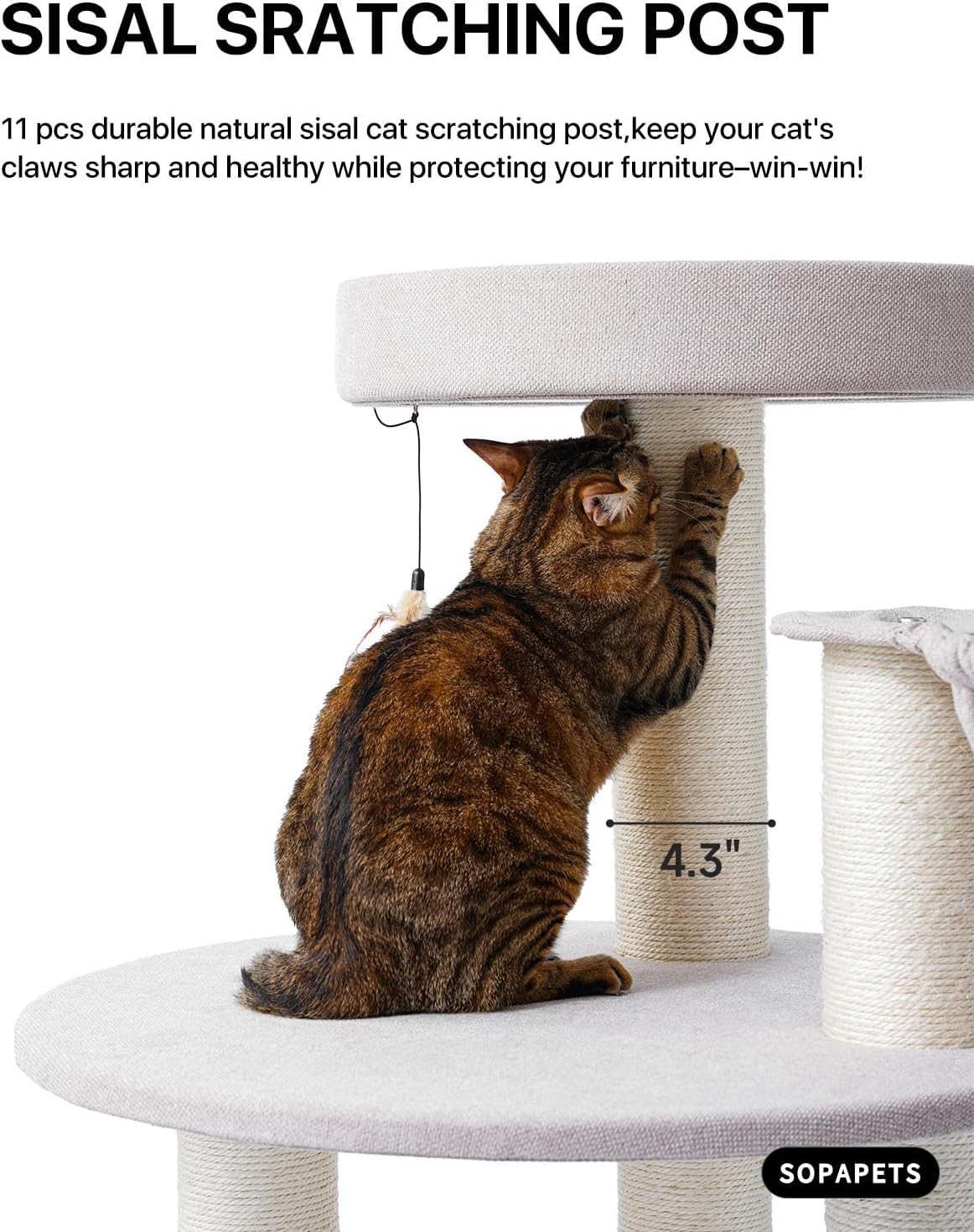 Extra Large Cat Tree Tower for Indoor Cats Large Adult, Maine Coon Cat Tree with Hammock (Begin, 64.2“H)