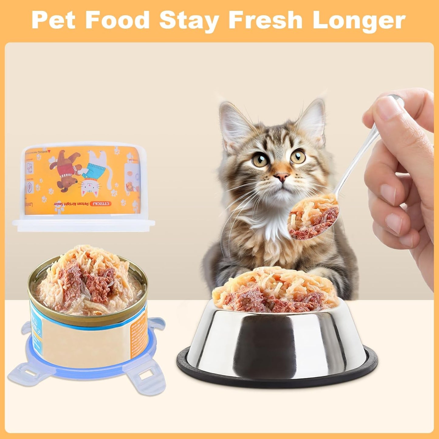 Canned Cat Food Storage Lids, Reusable Airtight Pet Food Sealer - Pet Food Storage Containers, Cat Food Storage Container,With Can Opener & Spoon, Odor-Free & Freshness Preservation