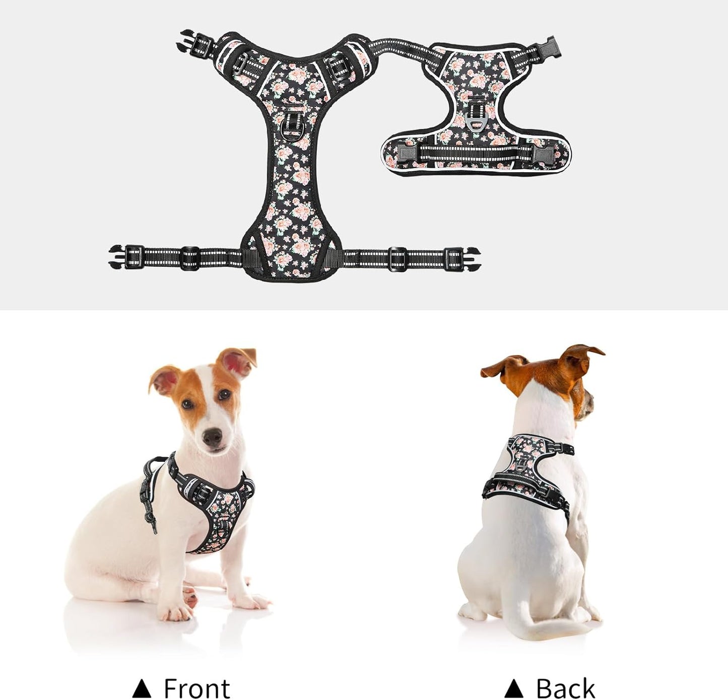 Timos Dog Harness, No-Pull Pet Harness with 2 Leash Clips, Adjustable Soft Padded Dog Vest, Reflective Outdoor Pet Oxford Vest with Easy Control Handle