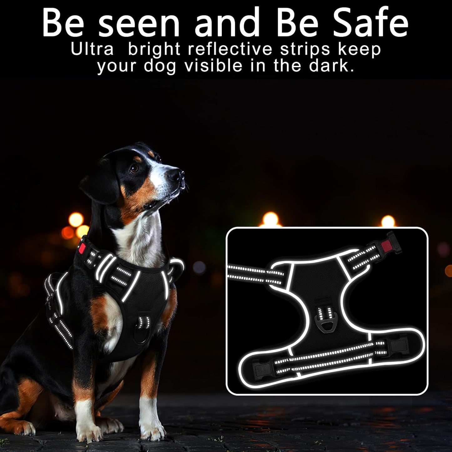 Timos Dog Harness, 3 Snap Buckles No-Pull Soft Padded Dog Vest with 2 Metal Leash Clips, Adjustable Reflective No Choke Pet Harness with Easy Control Handle for Small Dogs,Black,S