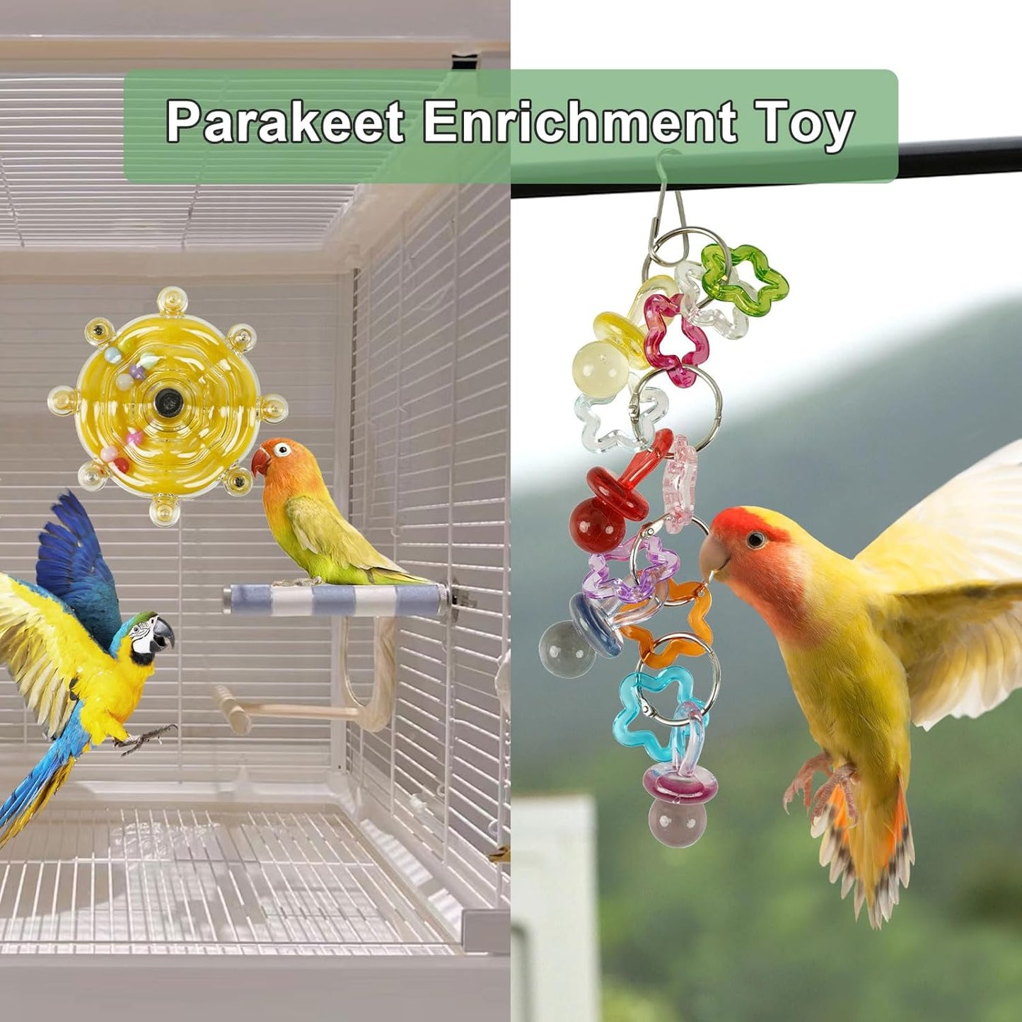 3Pcs Cockatiel Toys, Bird Toys for Parrots, Parakeet Toys, Parrot Toys, Budgie Toys, Macaw Toys, Bird Toy for Conures, Conure Toys for Chewing Exercise, Parakeet Cage Accessories,Bird Cage Accessories