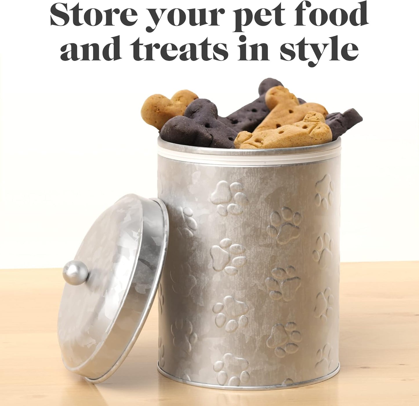 Amici Home Puppy Paws Galvanized Metal Food Canister (7CDI070)