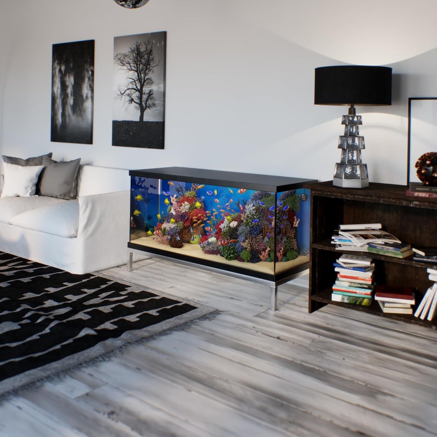 24 in X 60 in. Aquarium Stand | Industrial Style Aluminum Fish Tank Base with Open Frame Design