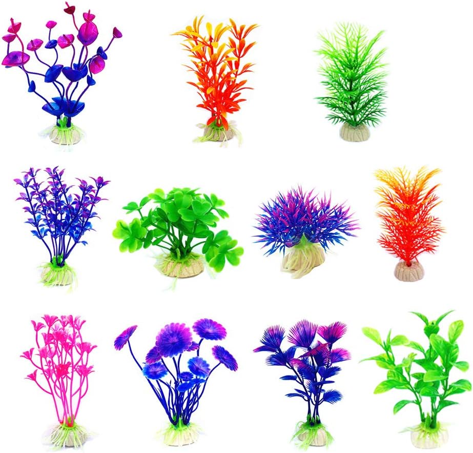 CousDUoBe Artificial Aquatic Plants 11 Pcs Small Aquarium Plants Artificial Fish Tank Decorations，Used for Household and Office Aquarium Simulation Plastic Hydroponic Plants