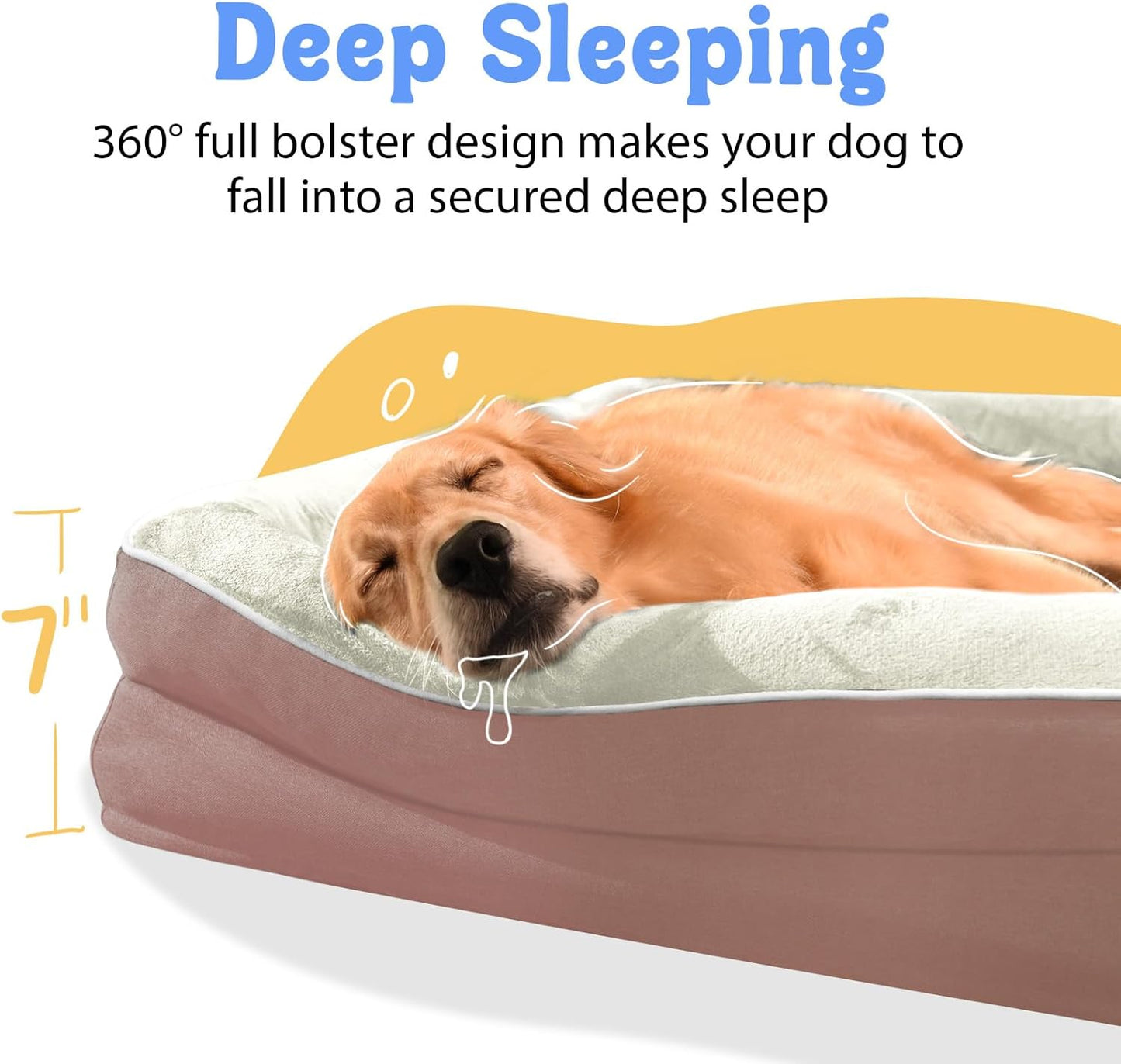Orthopedic Foam Large Dog Bed XLarge Dog Beds with Removable Washable Cover Pet Bed with Bolster Waterproof Cover Extra Large Dogs Beds Big Size Pet