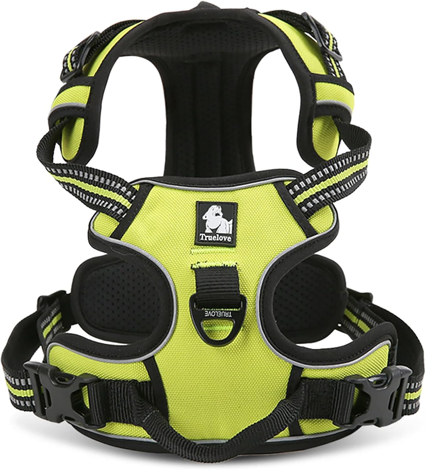 TRUE LOVE Truelove Adjustable No-Pull Dog Harness Reflective Pup Vest Harnesses Comfortable Control Brilliant Colors TLH5651(Neon Yellow,M)