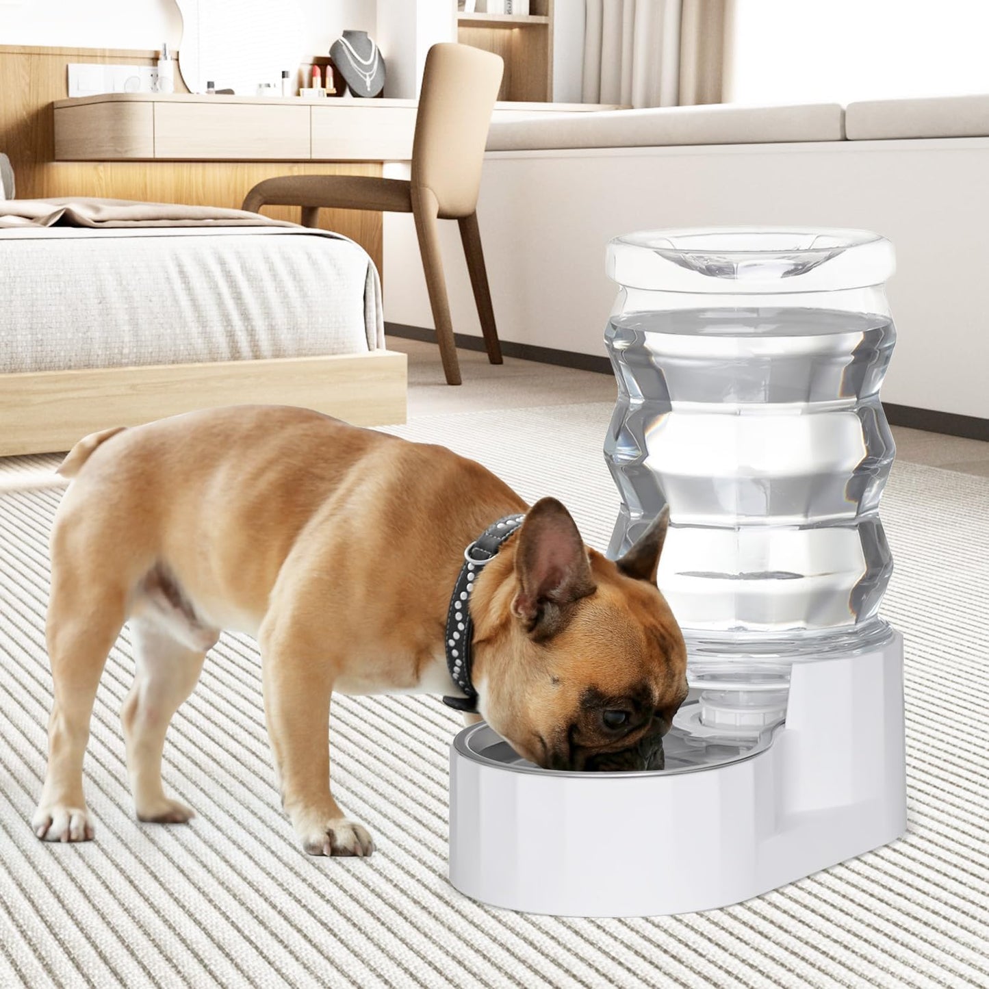 Sfozstra Dog Water Bowl Dispenser: 6L White Lagre Stainless Steel - BPA-Free - Automatic Gravity Pet Water Dispenser for Busy Owners