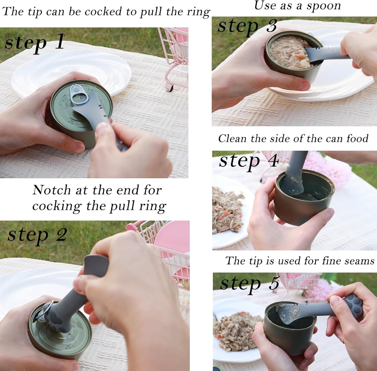 Pet Food Can Spoon & 3 Pcs Can Covers | Cute Paw Shape Opener Spatula Cat Wet Food Spoon | Universal BPA Free Silicone Can Lids & Spoon for Dog Cat Cans(Grey)