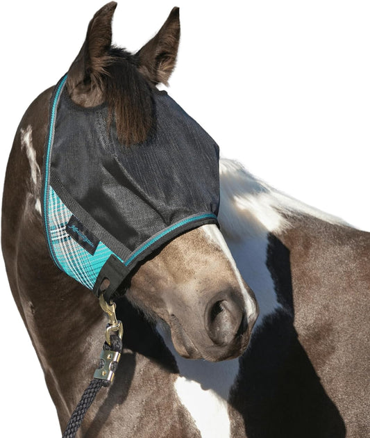 Kensington 90% UV Fly Mask Halter CatchMask UViator - Without Ears & Forelock Freedom Web Trim *Roomy Fit*- X-Large, Atlantis