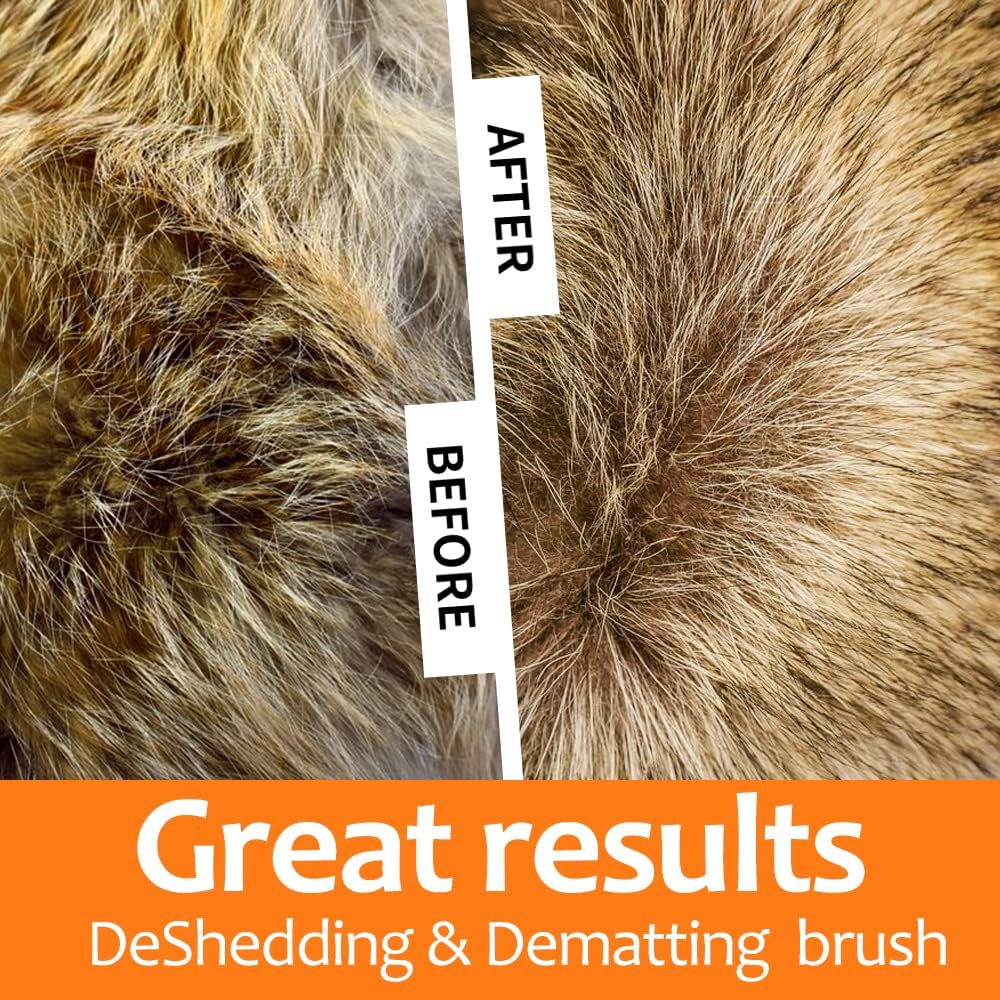 Undercoat Rake for Dogs, 2 in 1 Dematting Comb & Deshedding Tool for Long Hair Pets, Pet Hair Grooming Brush, Clear Mats and Tangles, Reduces Shedding by 95%
