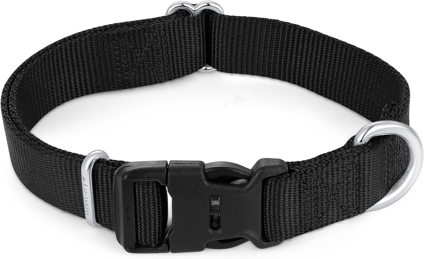 Mikivery Nylon Dog Collar with Quick Release Buckle Soft Adjustable Sturdy for Small Medium Large Dogs Black,L