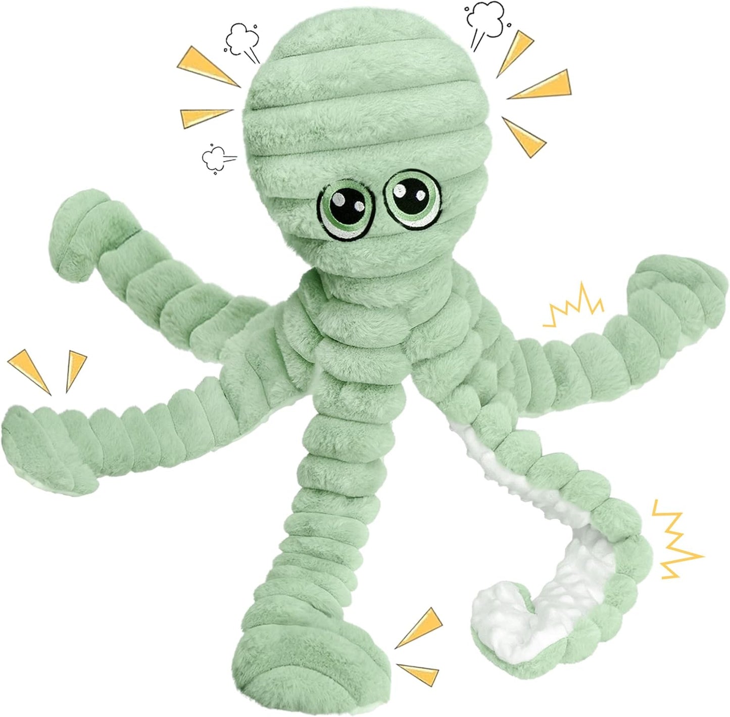 Prime Pets Dog Toys for Large Dogs, 27” Extra Large Plush Octopus Dog Toy, Crinkle Squeaky Dog Toy for Small Medium Large Breeds, Interactive Stuffed Chew Toys to Keep Them Busy, Green