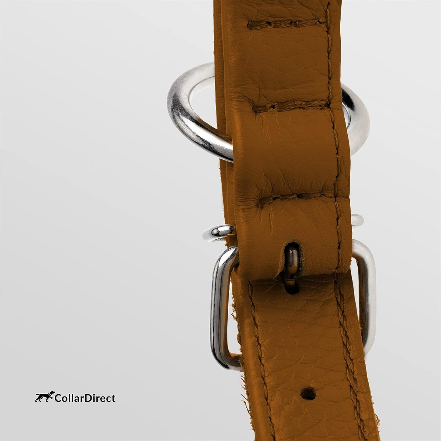 CollarDirect Rolled Leather Dog Collar, Soft Padded Round Puppy Collar, Handmade Genuine Leather Collar Dog Small Large Cat Collars 13 Colors (11-14 Inch, Cinnamon Textured)