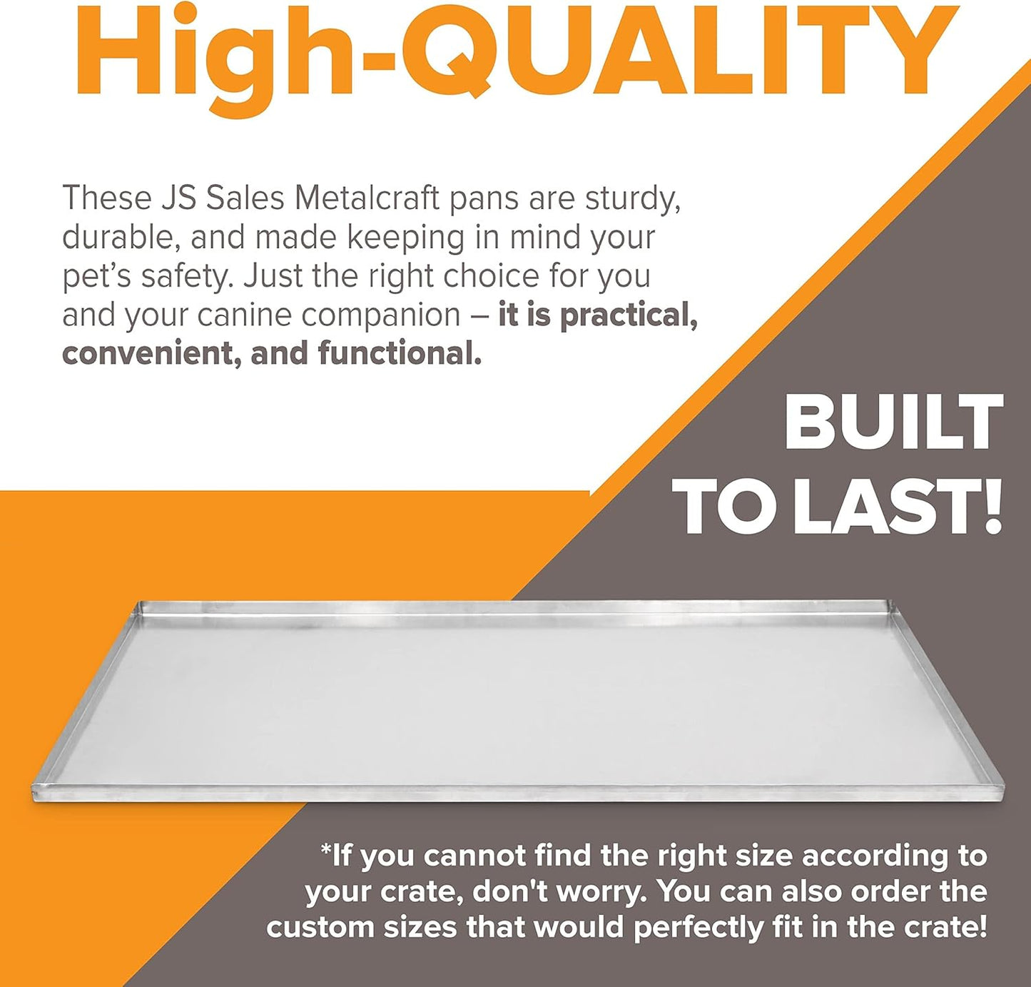 35" x 21.63" Metal Replacement Dog Crate Pan Chew Proof Crack Proof Pet Kennel Tray Central Dog Training Crate Pan Pet Supplies, Stainless Steel, 1" H