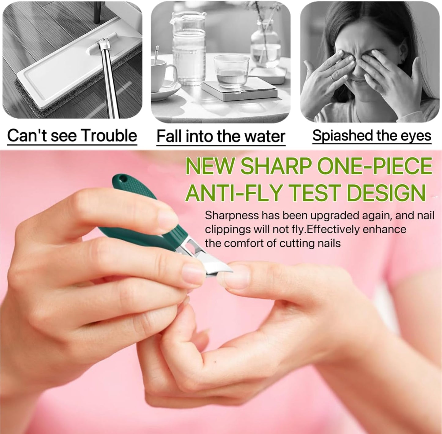 3Pc/Set Eagle Beak Beveled Nail Clippers, Eagle Beak Nail Clippers for Thick Nails, Long Handle Wide Jaw Opening Anti-Splash Slanted Nail Clipper for Men&Women