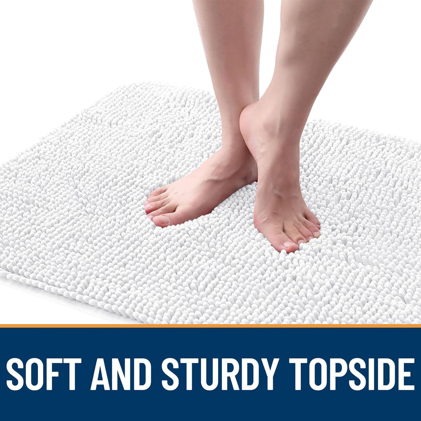 OLANLY Dog Door Mat for Muddy Paws 47x32, Absorbs Moisture and Dirt, Absorbent Non-Slip Washable Doormat, Quick Dry Chenille Mud Mat for Dogs, Entry Indoor Entryway Carpet for Inside Floor, White