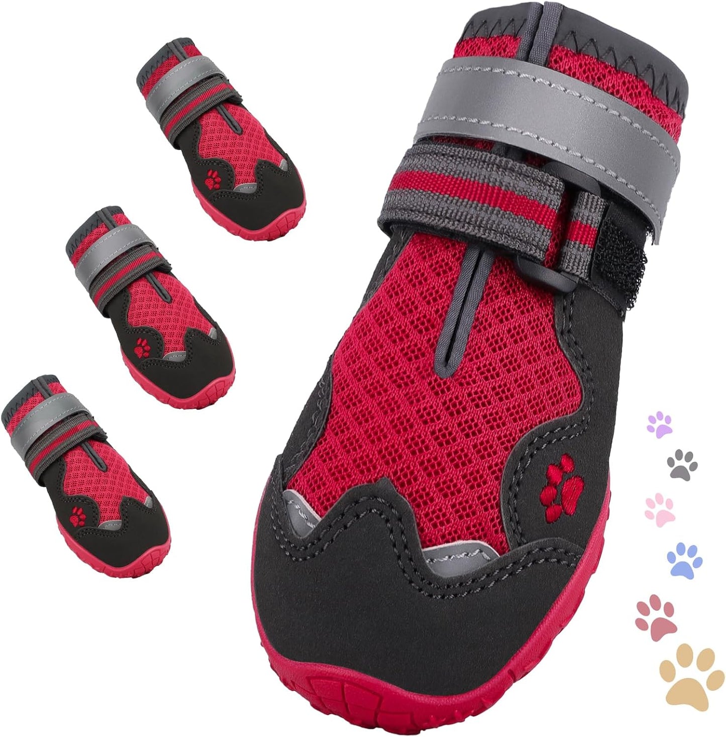 Dog Shoes for Large Medium Small Dog, Mesh Breathable Dog Shoes for Hot Pavement, Anti-Slip Dogs Boots Paw Protectors with Reflective for Outdoor Walking Indoor Hardfloors (Size 3)