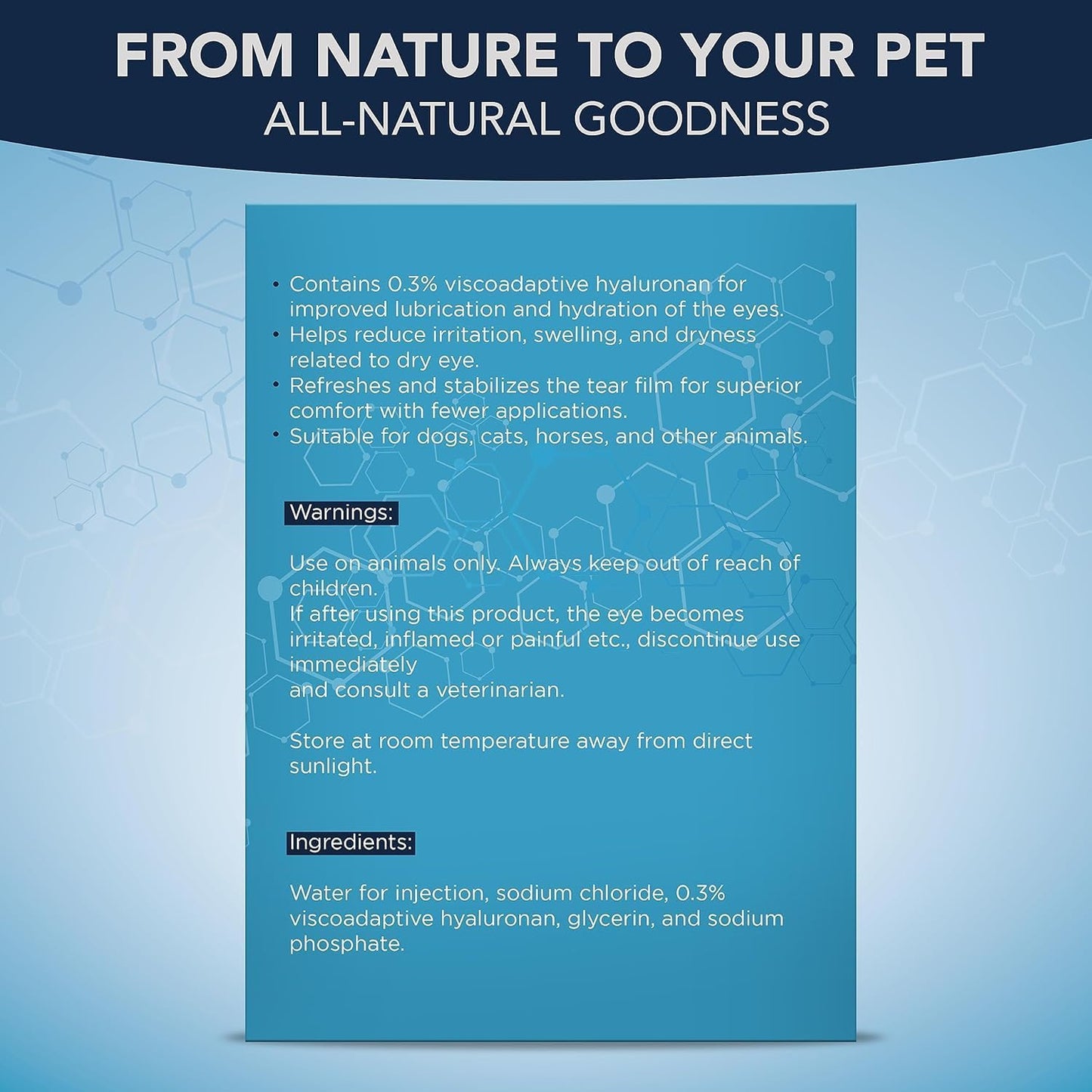 NOVEHA Pet Gel Eye Drops with 0.3% Viscoadaptive Hyaluronan | Eye Solution for Severe Dry Eyes - Long Lasting Hydration, Reduces Nuisance, Swelling & Dryness - Eye Lube for Dog and Cats (2PK - 2x10mL)