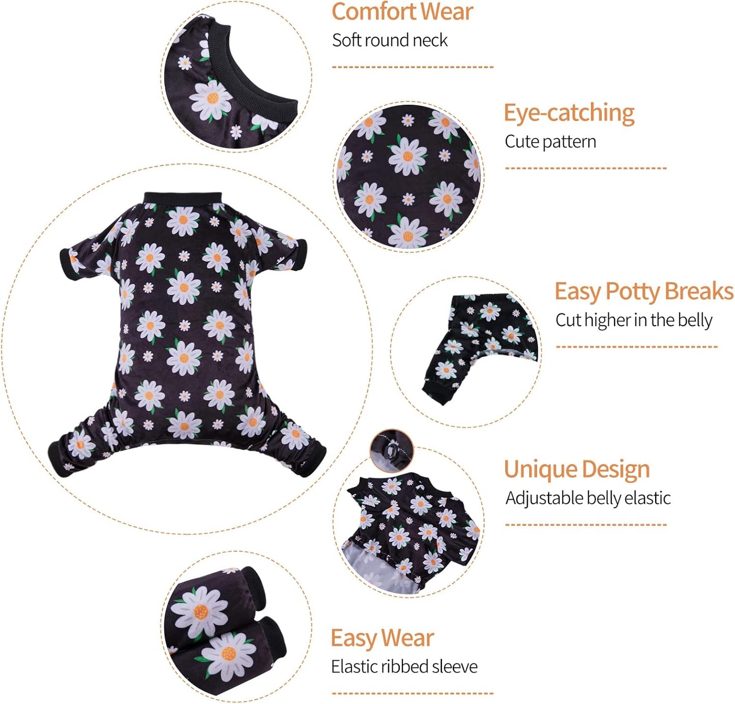 CuteBone Small Dogs Outfit Soft Puppy Onesies Pjs Dog Pajamas Pet Coat Cat Apparel Comfy Doggie Jumpsuit Bodysuit for All Seasons P221XS