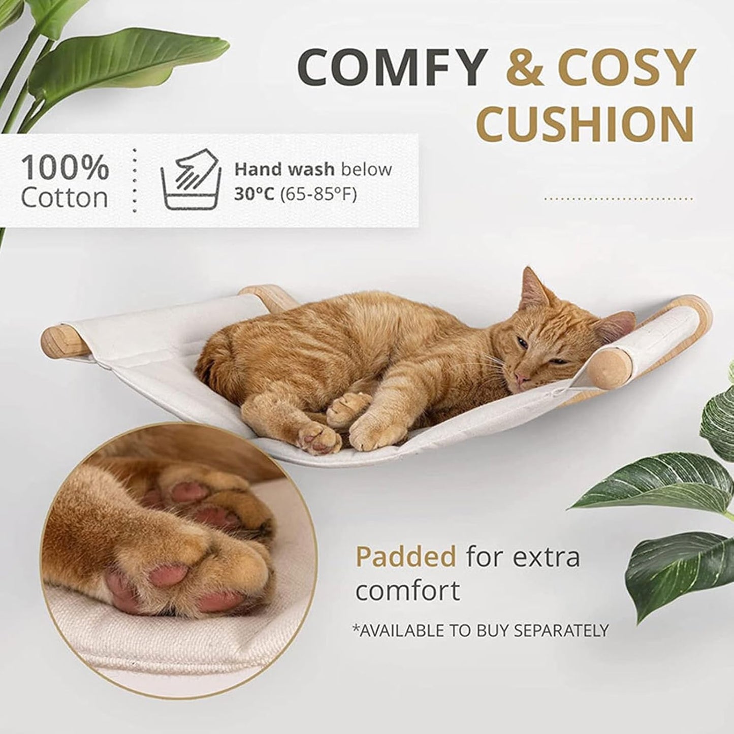 Cat Wall Furniture Set,Cat Hammock Wall Mounted Shelf with Two Steps,Cats Shelf and Perches for Wall Sleeping,Playing,Climbing and Lounging for Kitty Large Cats
