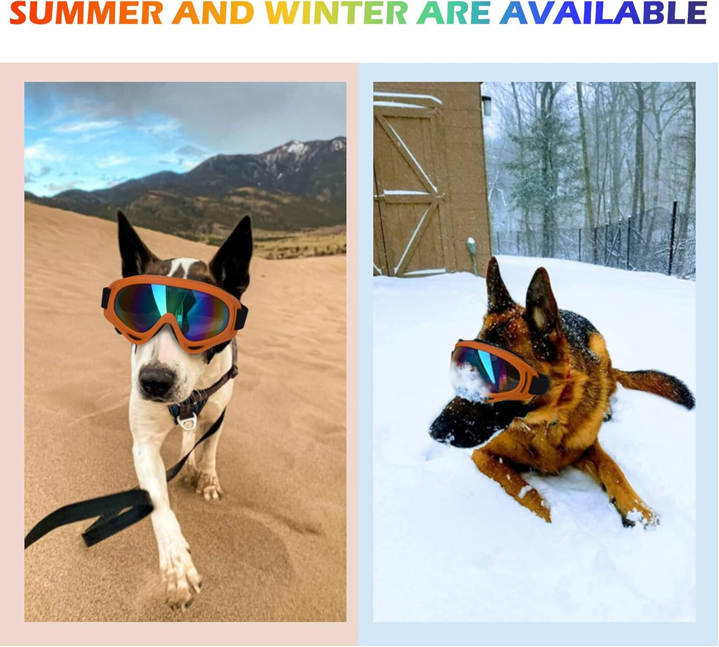 Large Dog Sunglasses With Adjustable Strap UV Protection, Windproof Puppy Eyewear, Suitable for Medium-Large Pets, Eyes Protection, Soft Goggles (Orange Frame)
