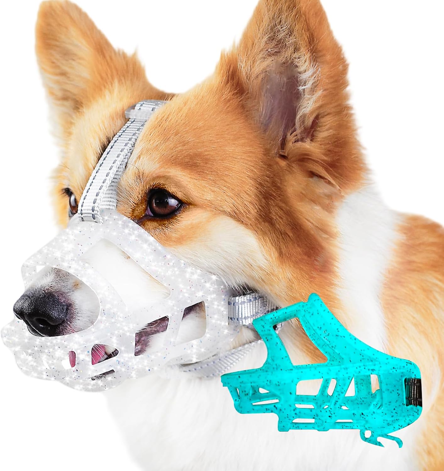 Glow-in-The-Dark Dog Muzzle, Basket Muzzle for Small Medium Large Dogs,Anti-Biting Chewing, Lightweight Cage Design,Allows Drinking & Panting,for Grooming & Training Size S