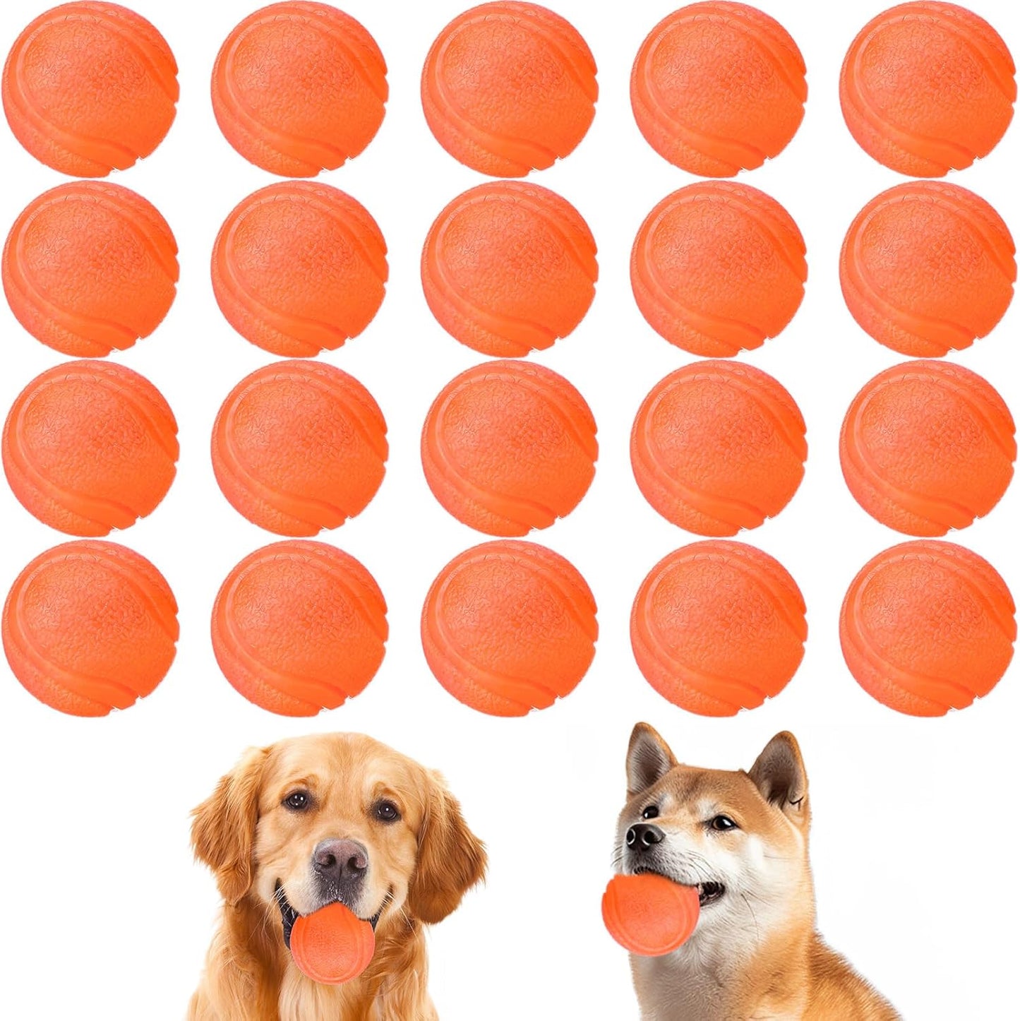 Jenaai 20 Pcs Indestructible Dog Toy Balls for Aggressive Chewers Chew Resistant Solid Rubber Bouncy Ball for Teeth Cleaning, 2in/5cm Diameter(Orange)