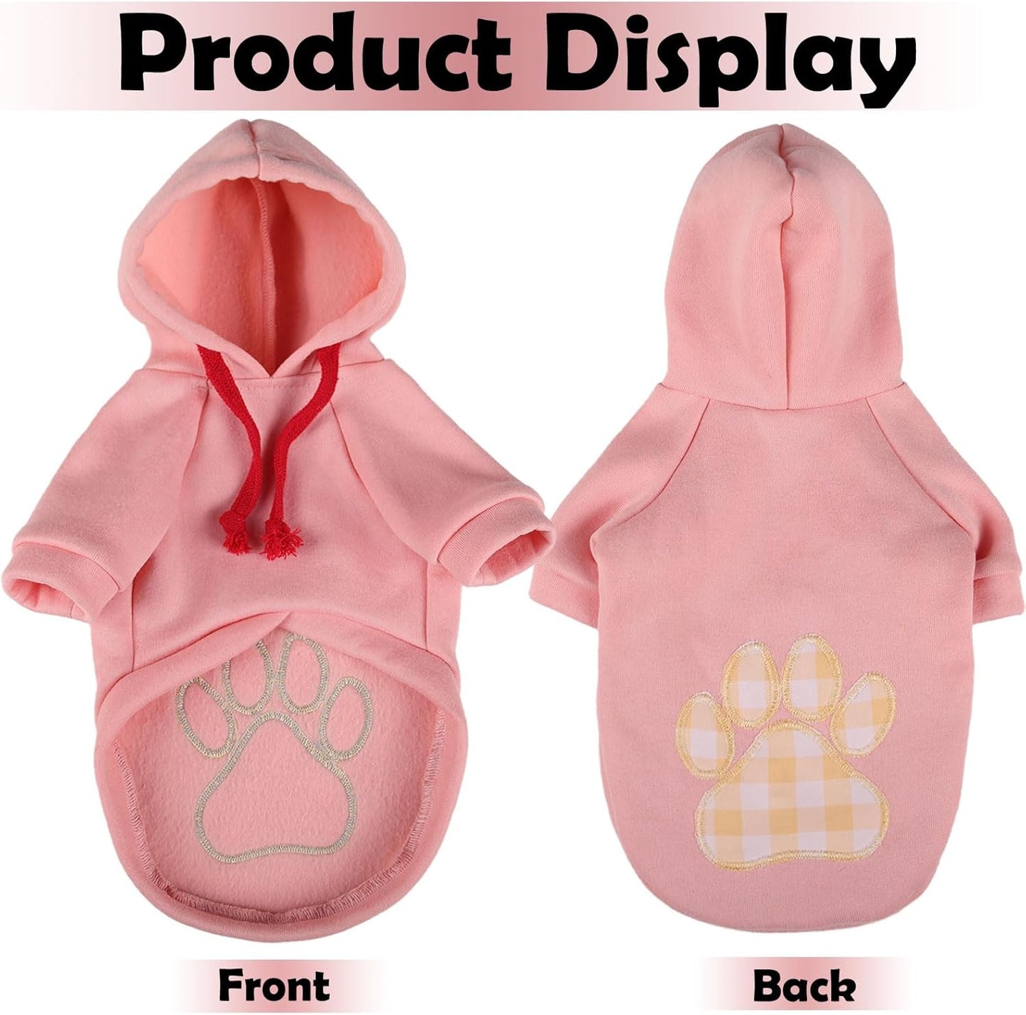 SAWMONG Dog Hoodie,Flannel Pet Hooded Sweater with Hat Puppy Pullover Sweater Shirt,Dog (Pink,3XL)