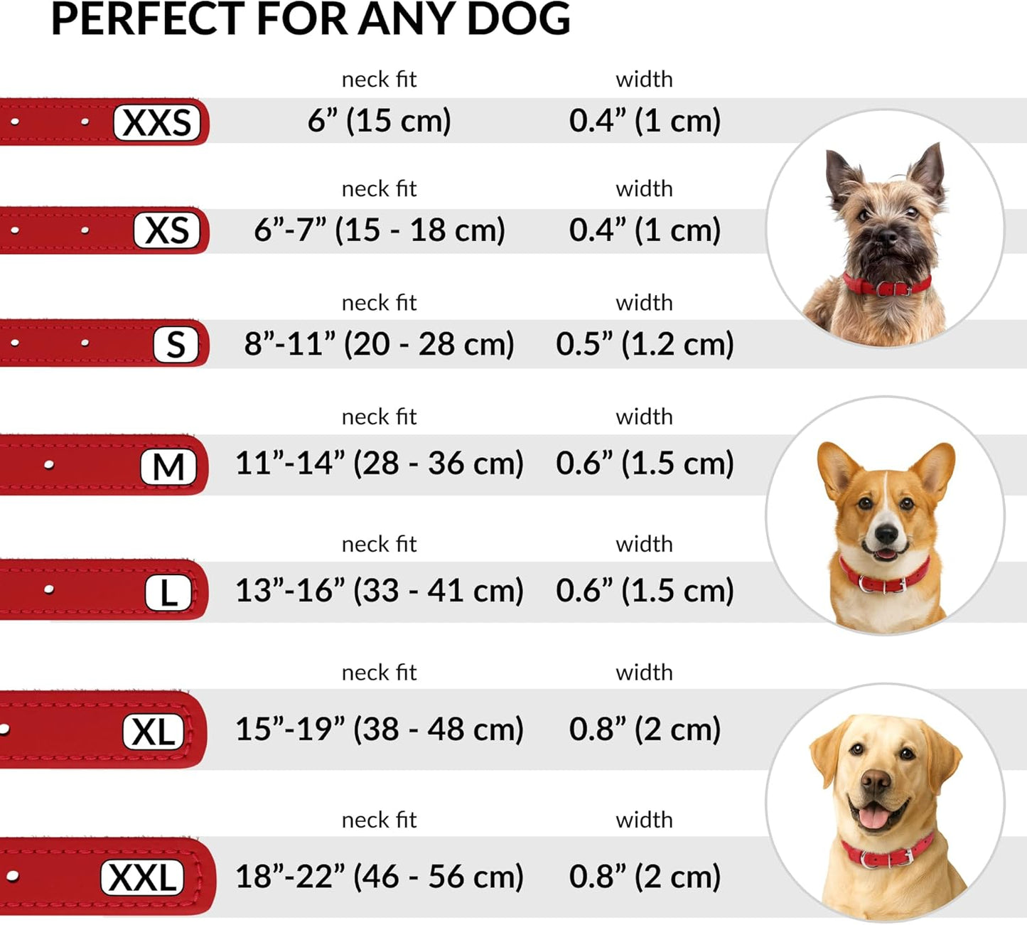 CollarDirect Rolled Leather Dog Collar, Soft Padded Round Puppy Collar, Handmade Genuine Leather Collar Dog Small Large Cat Collars 13 Colors (13-16 Inch, Red Textured)