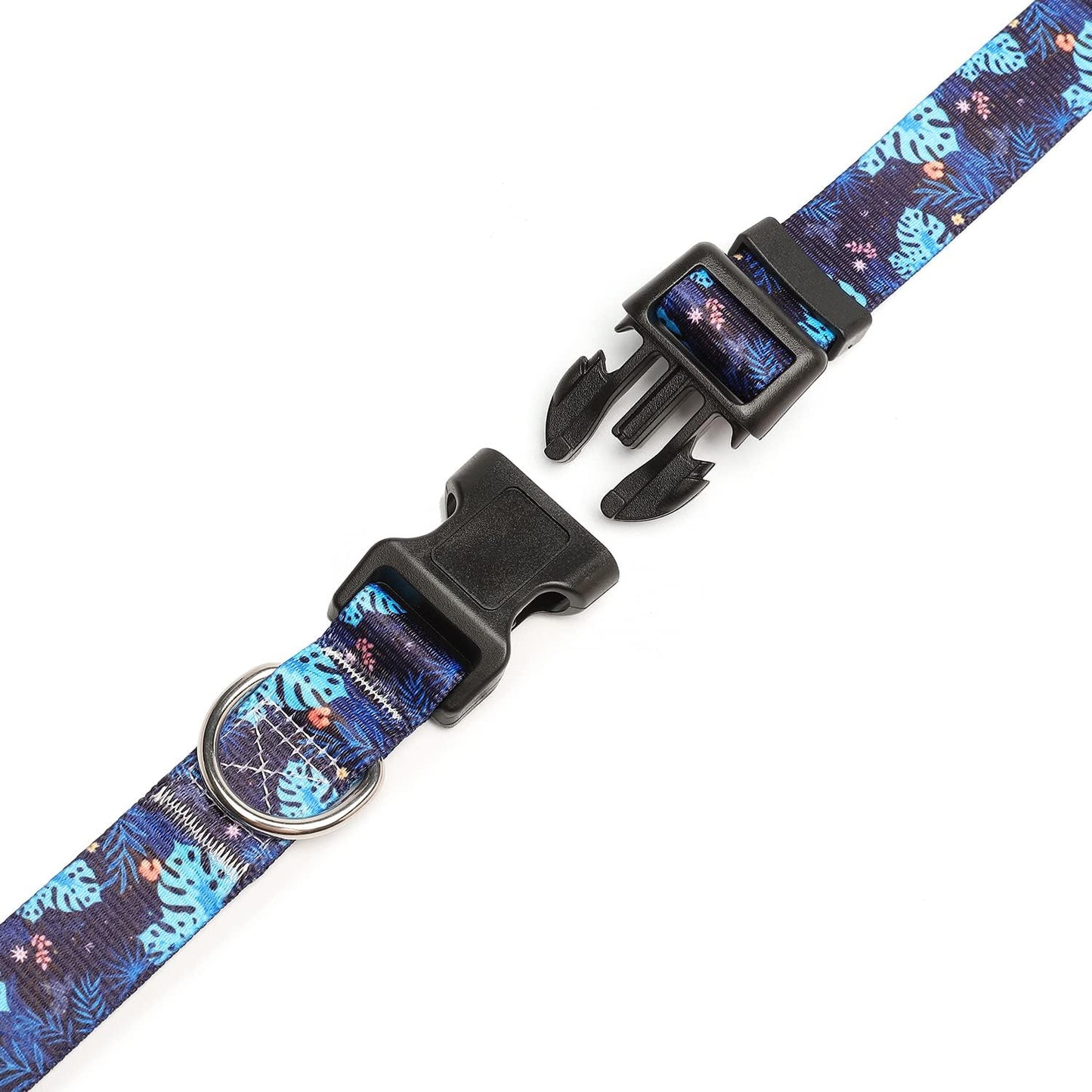 Mercano Adjustable Dog Collar - Special Design Patterns, Soft Nylon Comfortable Durable Pet Collar for Small Medium Large Dogs (XS, Monstera)